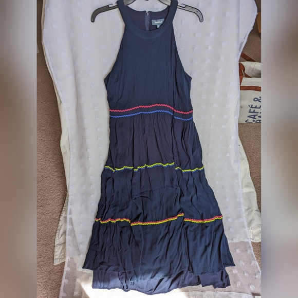 ModCloth | Navy Blue Zigzag Contrast-Trim Sleeveless Maxi Dress Size 16 - Picture 6 of 8